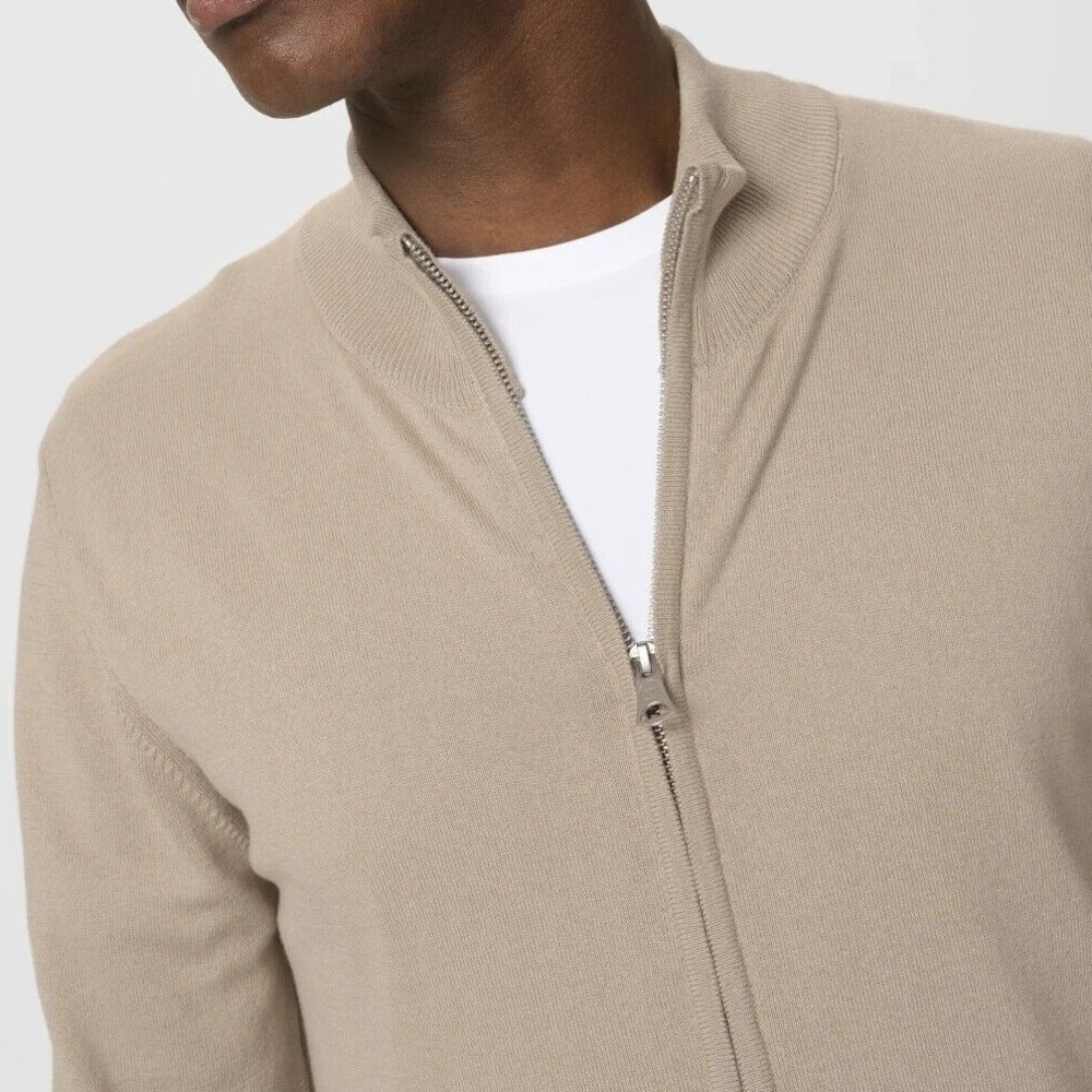 Matinique $128 XL Oatmeal Beige 100%‎ Cotton Full Zip Mock Neck Sweater Jacket - Picture 13 of 13